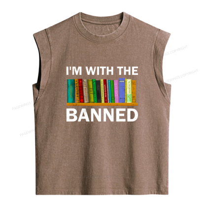 Pagewings I'm With The Banned Women's Washed Tank Top