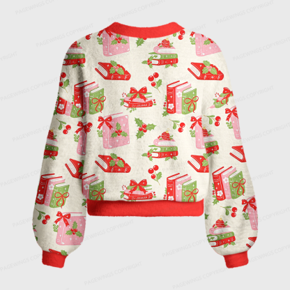 Pagewings Christmas Bookish Women's Cardigan Sweater