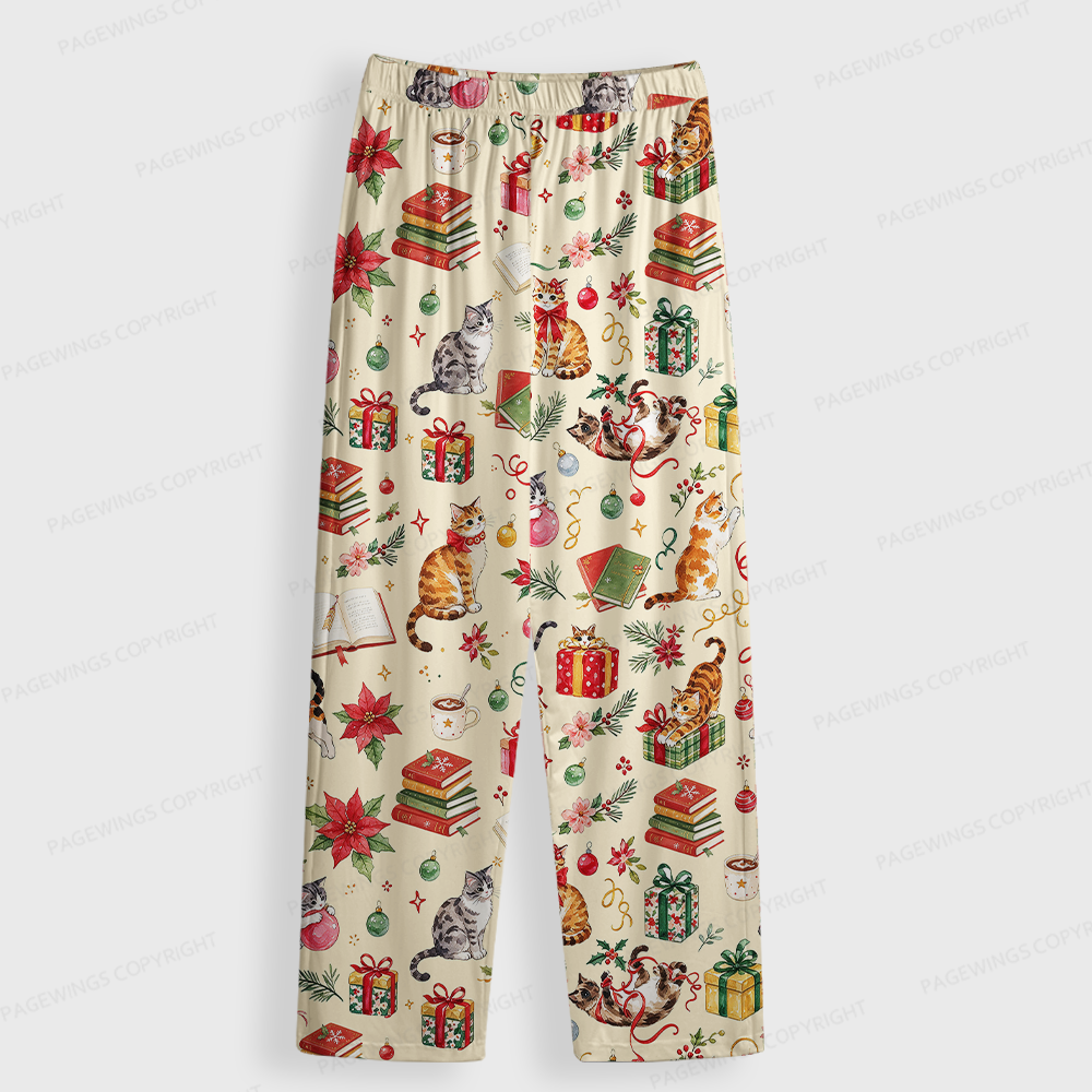 Pagewings Christmas Reading Unisex Button-Up Pajama Set
