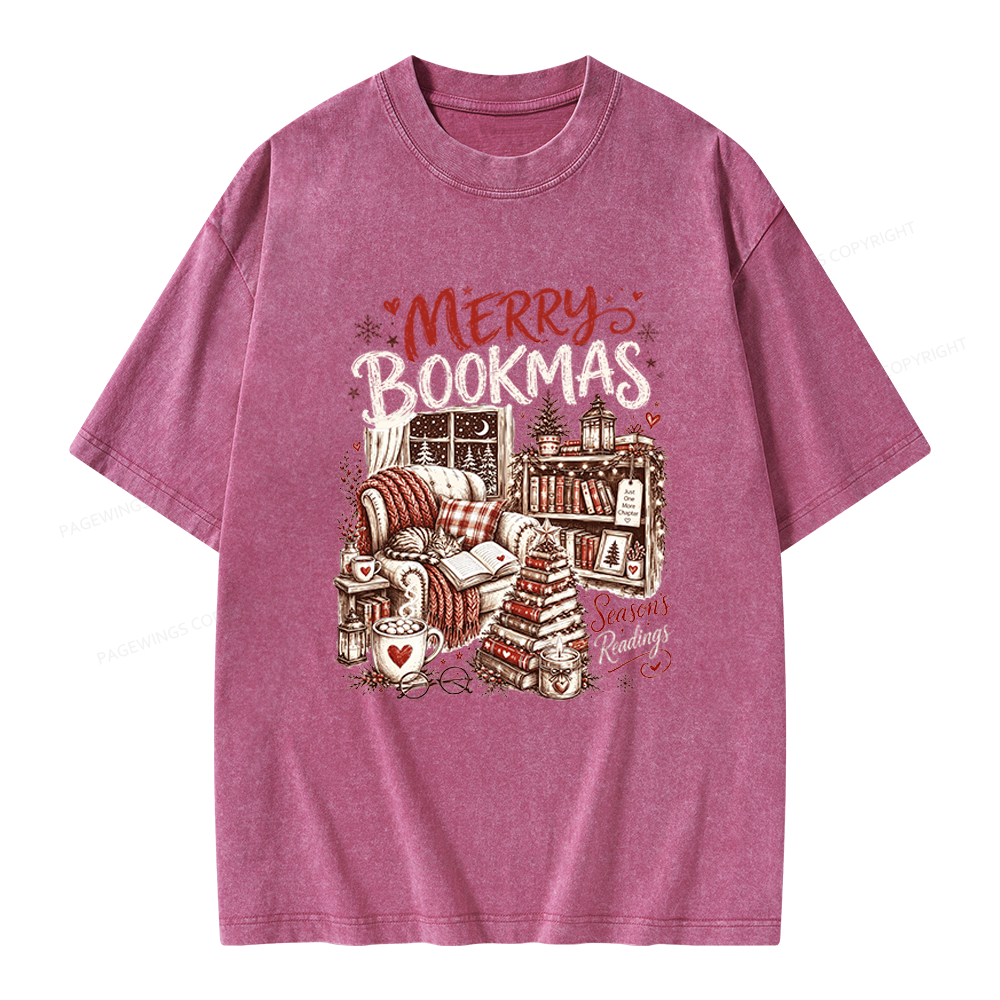 Pagewings Merry Bookmas Unisex Washed T-shirt