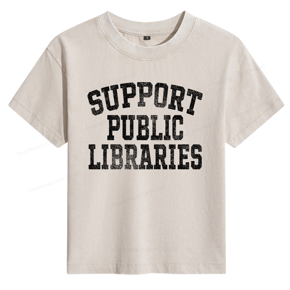 Pagewings Support Public Libraries Women's Washed T-shirt
