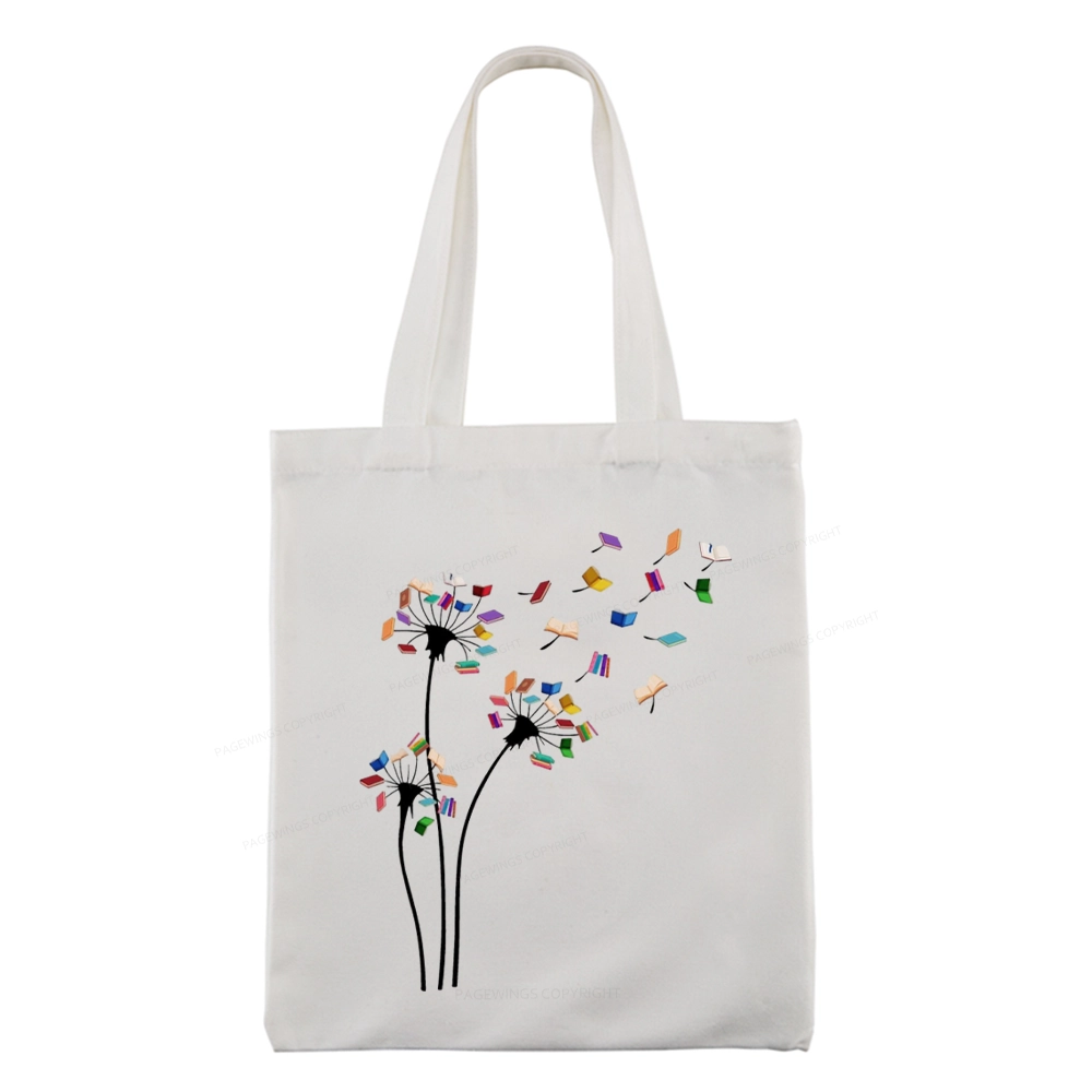 Pagewings Cute Dandelion Books Flower Fly Tote Bag