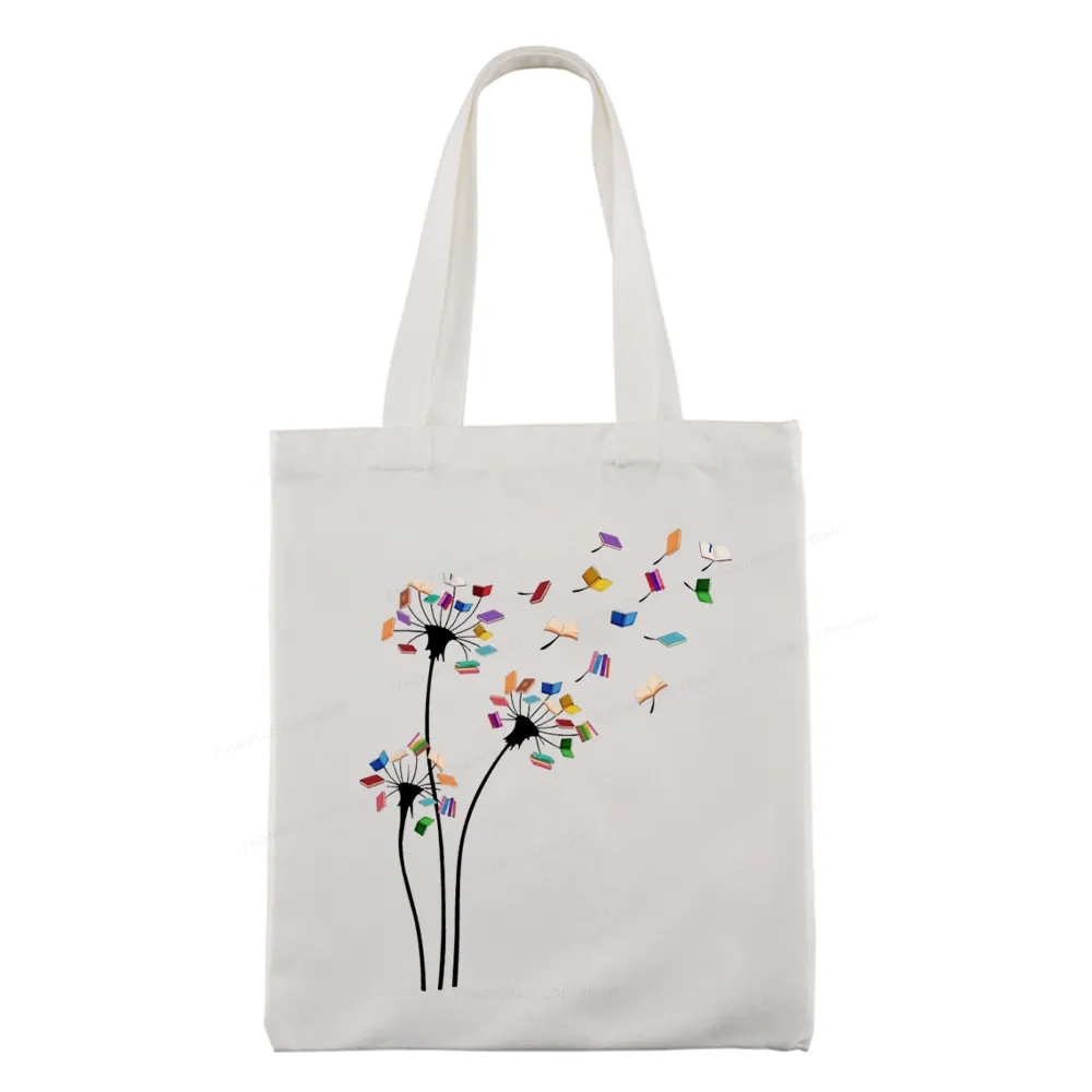 Pagewings Cute Dandelion Books Flower Fly Tote Bag