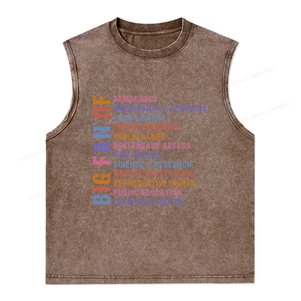 Pagewings Big Fan of Human Rights Unisex Washed Tank Top