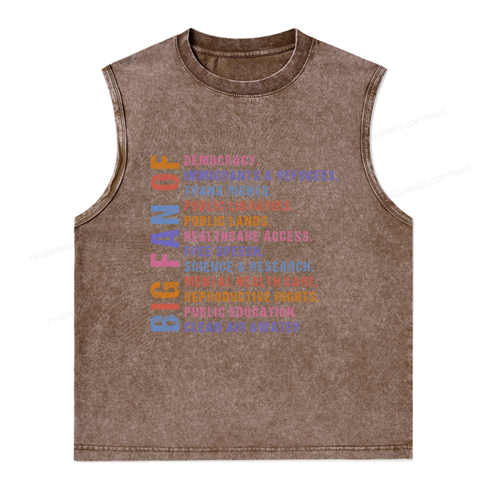Pagewings Big Fan of Human Rights Unisex Washed Tank Top