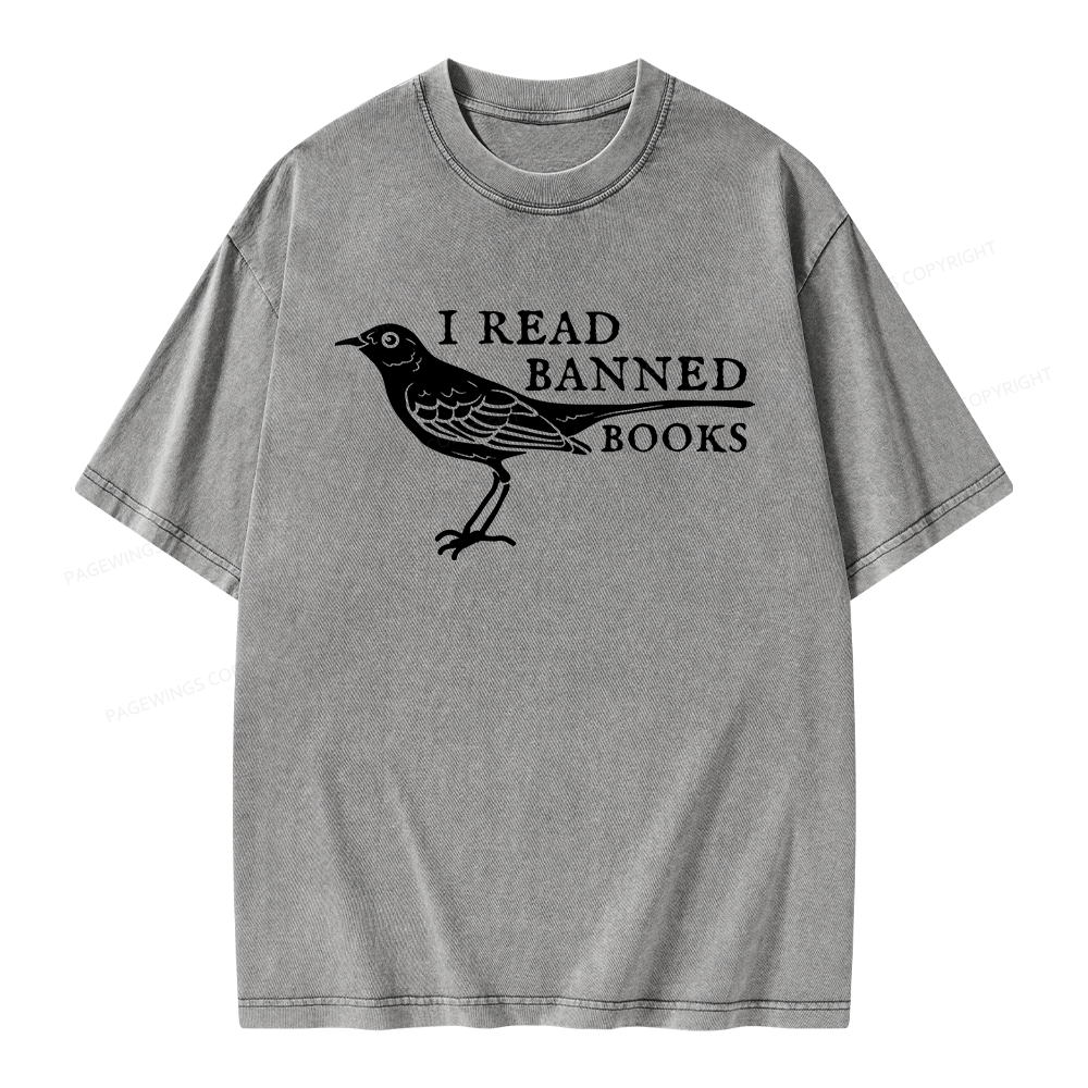 Pagewings Read Banned Books Unisex Washed T-shirt