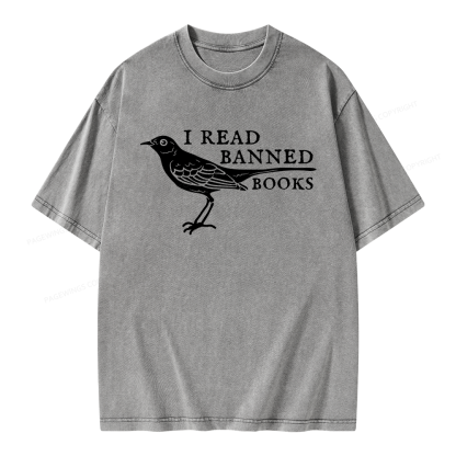 Pagewings Read Banned Books Unisex Washed T-shirt