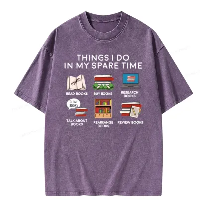 Pagewings Books Reading In My Spare Time Unisex Washed T-shirt