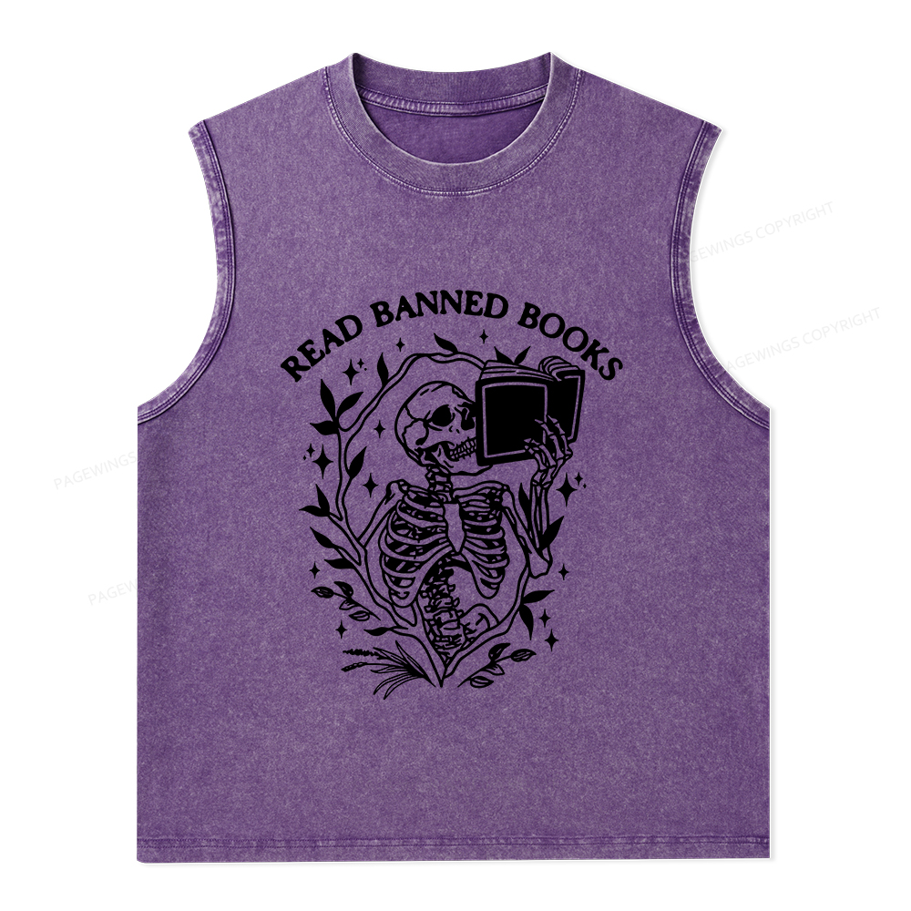 Pagewings Ban The Fascists Save The Books Unisex Washed Tank Top