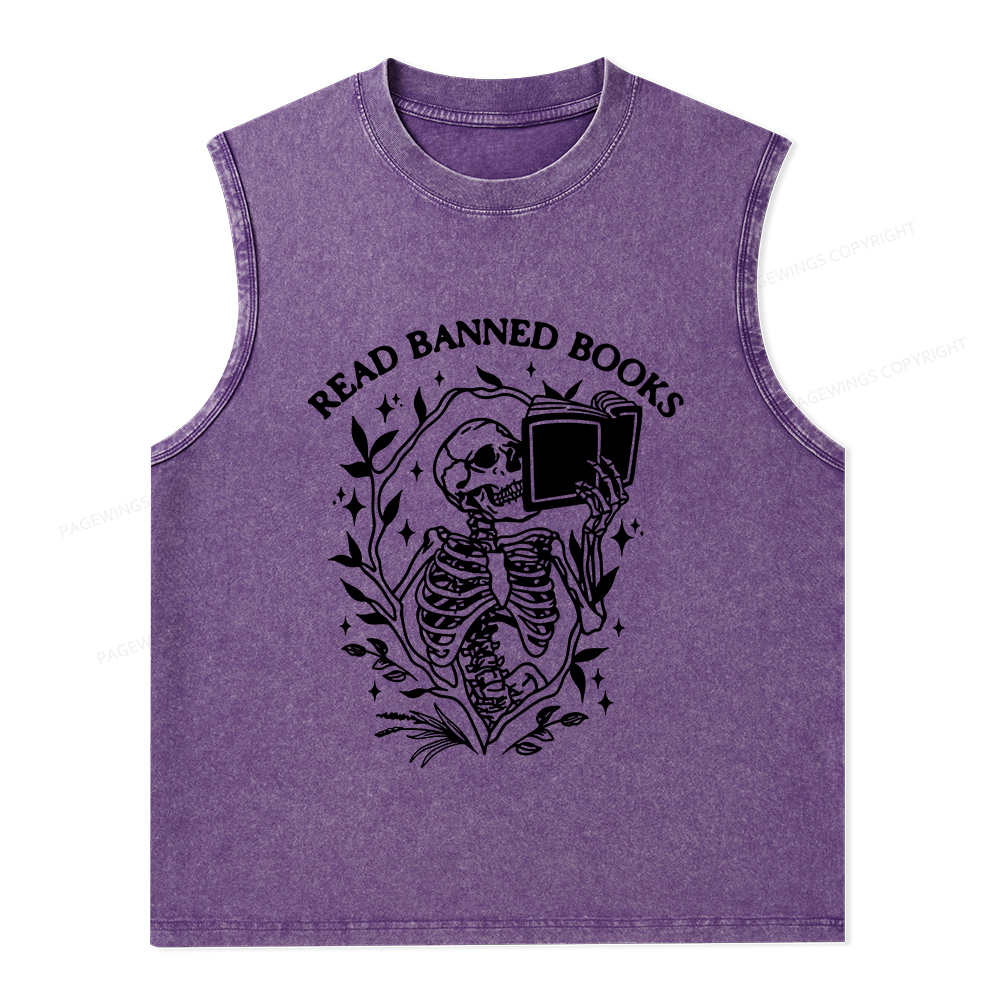 Pagewings Ban The Fascists Save The Books Unisex Washed Tank Top