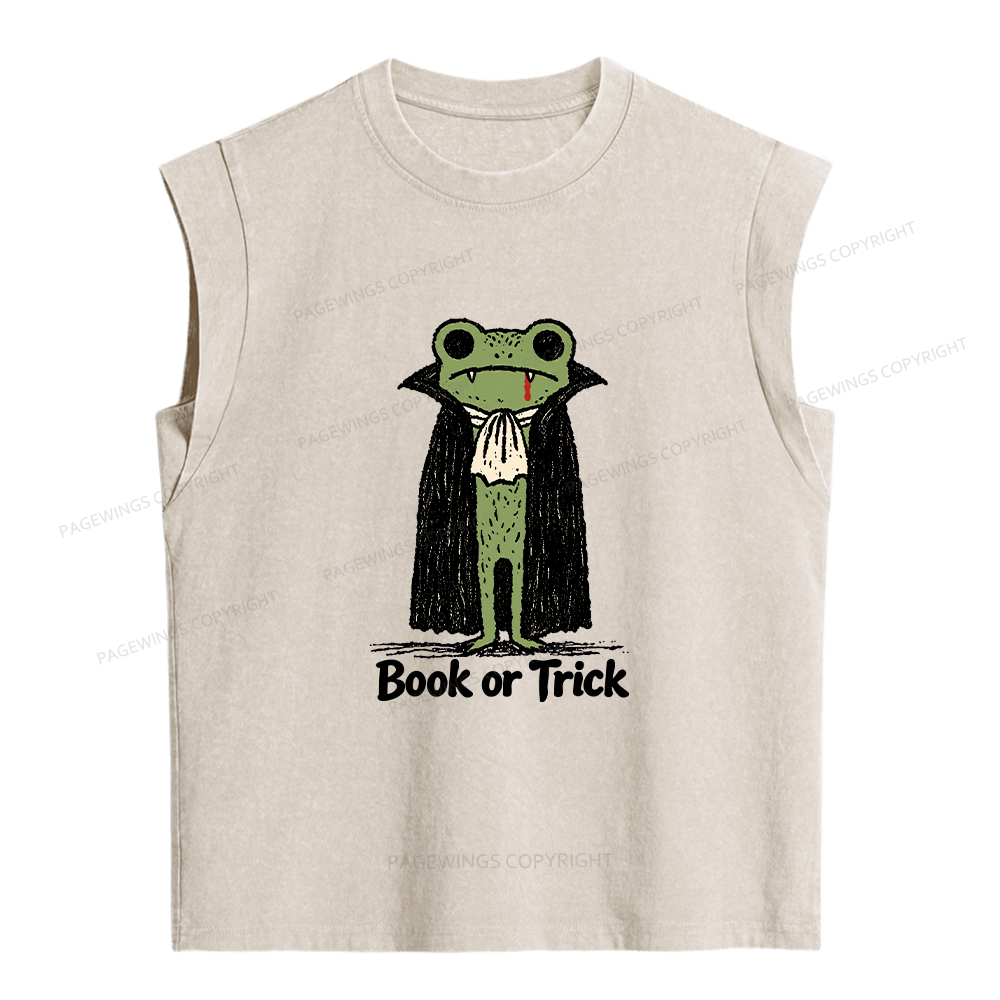 Pagewings Frog Halloween Women's Washed Tank Top