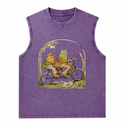 Pagewings Frog And Toad Book Vintage Unisex Washed Tank Top