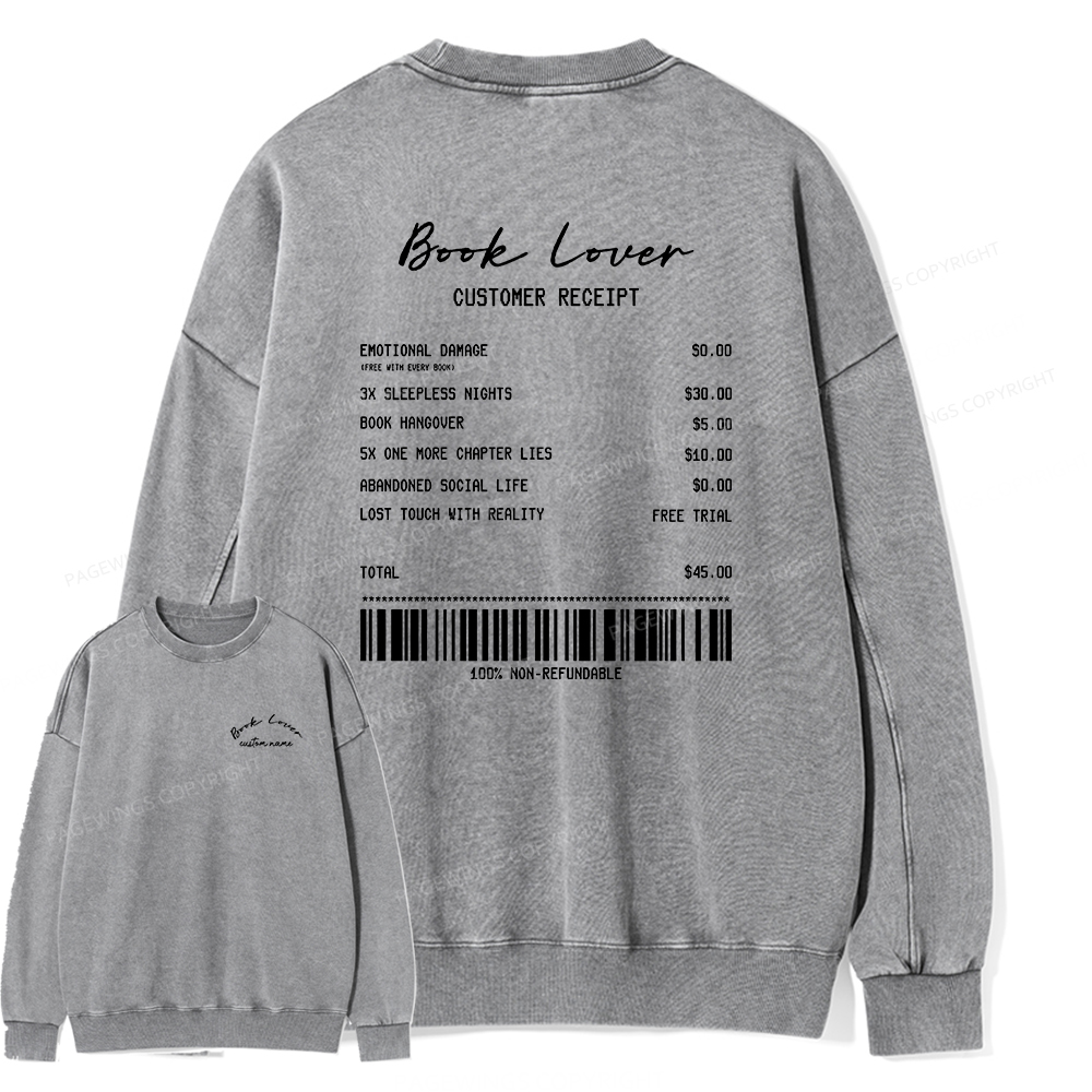 Pagewings Personalized Name Book Lover Unisex Washed Sweatshirt