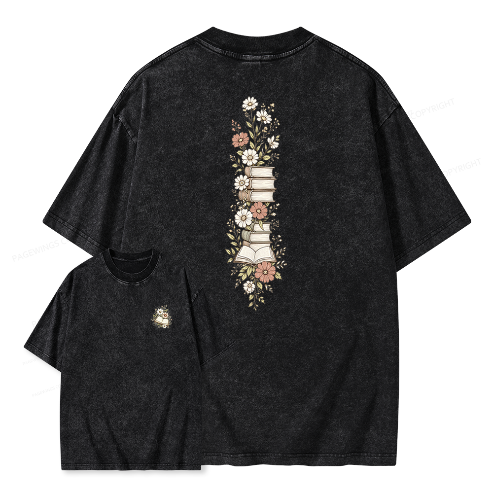 Pagewings Vintage Bookcore Unisex Washed T-shirt