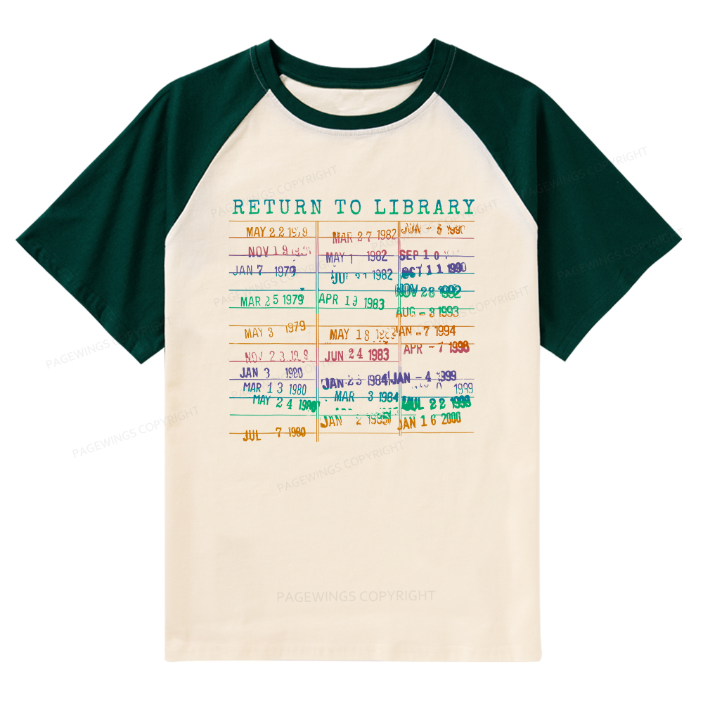 Pagewings Vintage Library Rainbow Raglan T-shirt