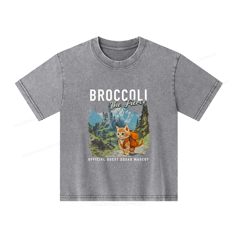 Pagewings Broccoli the Fierce Unisex Kids Washed T-shirt