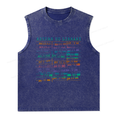 Pagewings Vintage Library Rainbow Unisex Washed Tank Top