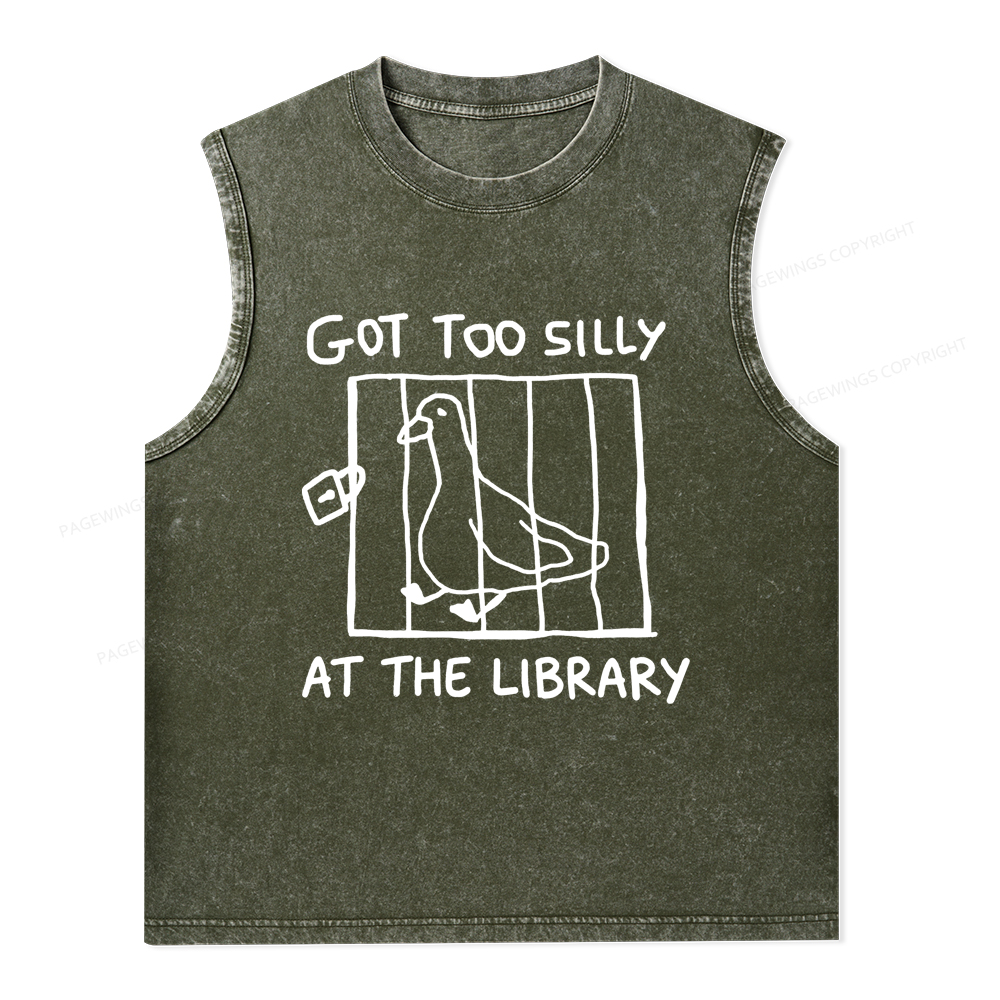 Pagewings Got Too Silly At The Library Unisex Washed Tank Top
