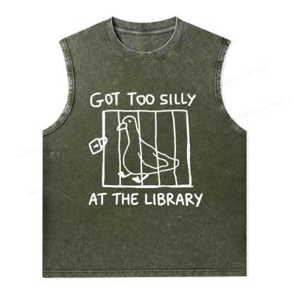Pagewings Got Too Silly At The Library Unisex Washed Tank Top