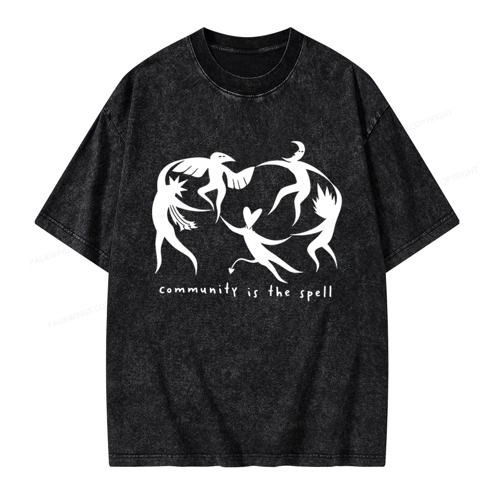Pagewings Community is the Spell Unisex Washed T-shirt