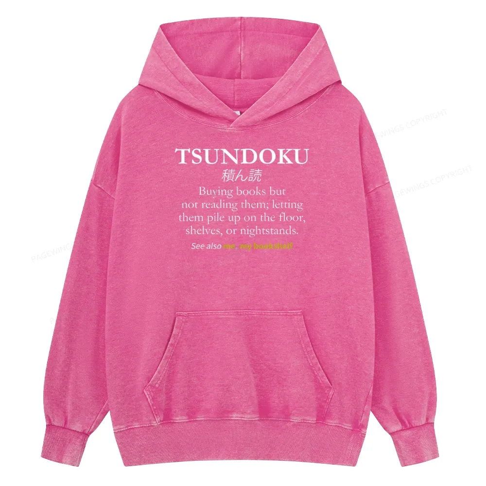 Pagewings Tsundoku Reader Unisex Washed Hoodie