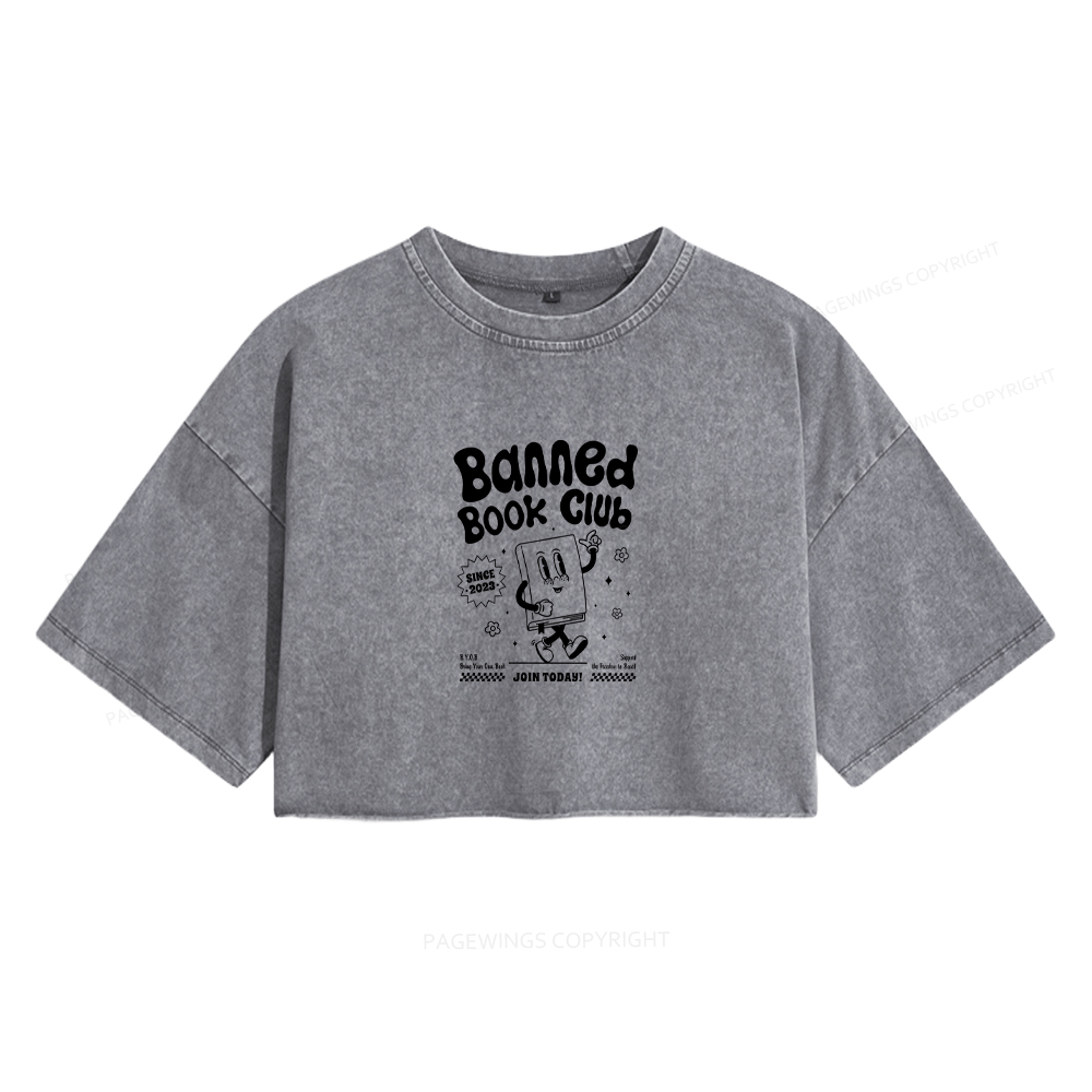 Pagewings Banned Book Club Women's Washed Cropped T-shirt