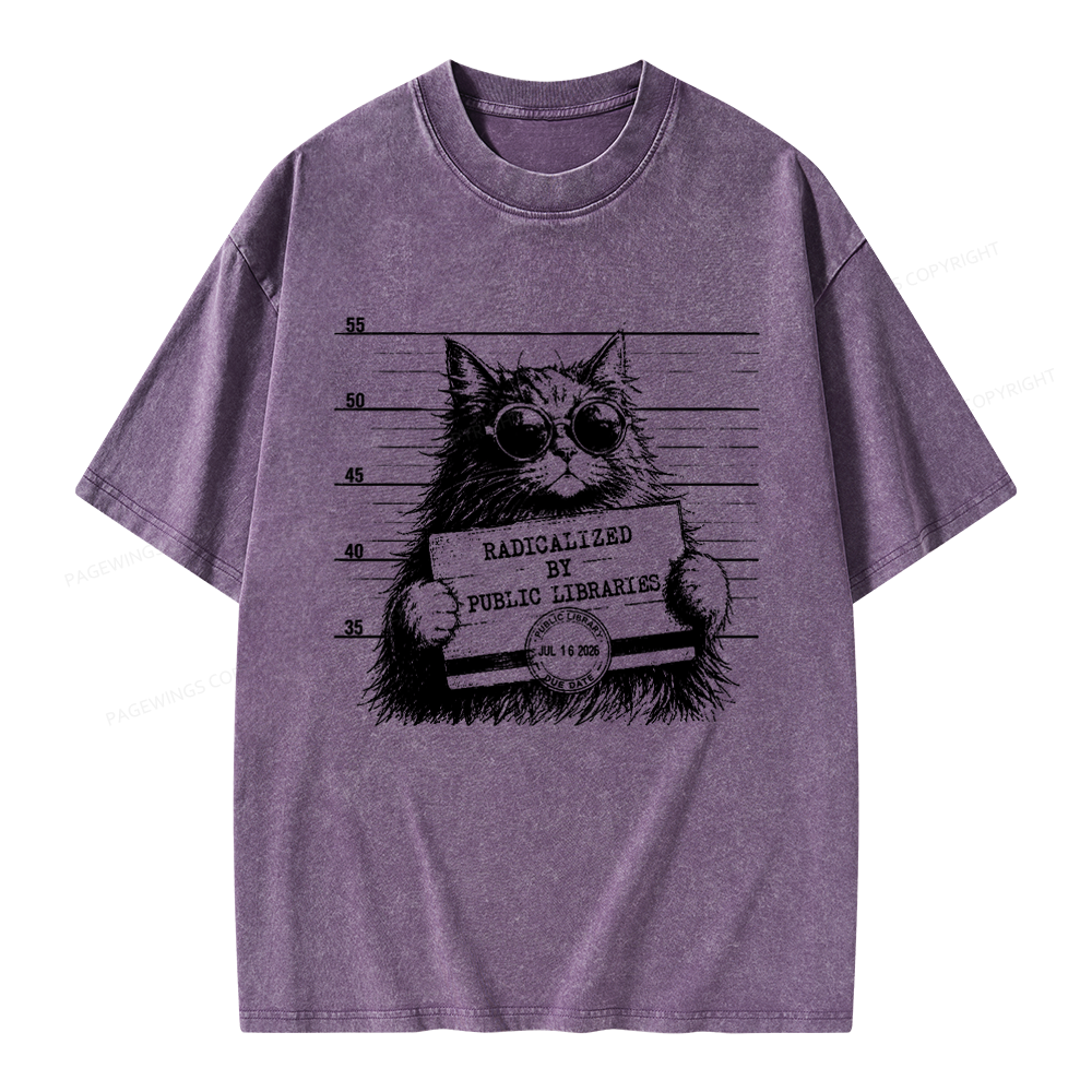 Pagewings Radicalized By Public Libraries Unisex Washed T-shirt