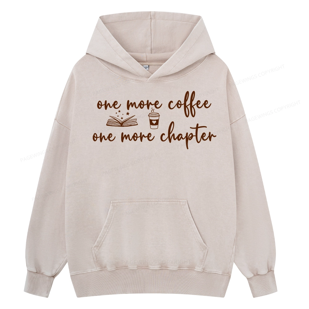 Pagewing Just One More Coffee and Books Unisex Washed Hoodie