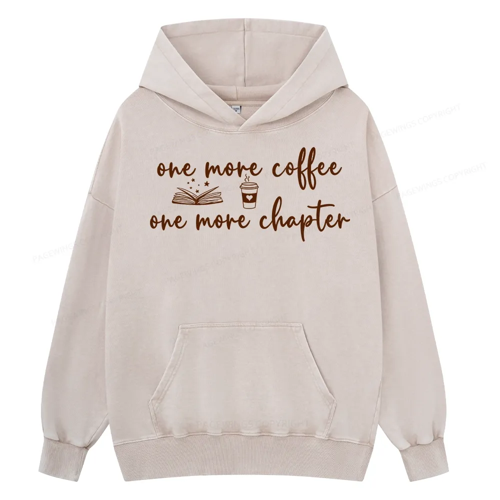 Pagewing Just One More Coffee and Books Unisex Washed Hoodie