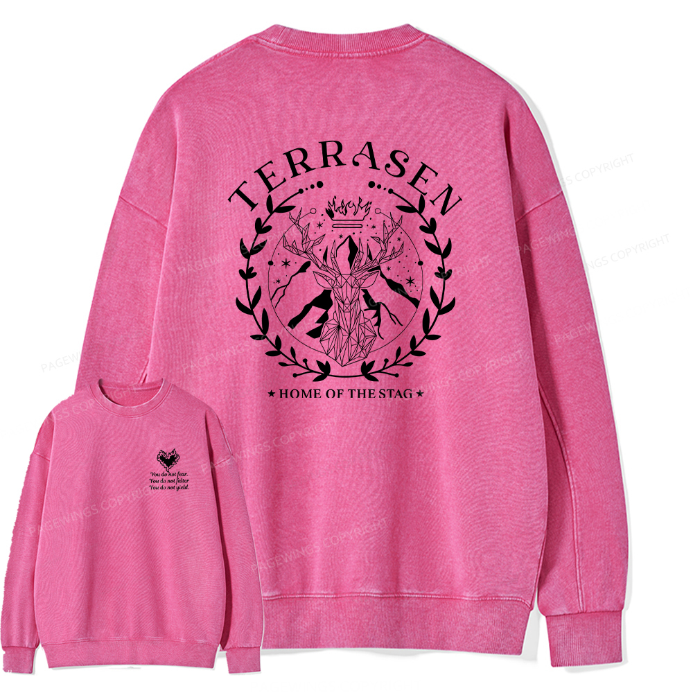 Pagewings Fireheart Embroidery Unisex Washed Sweatshirt