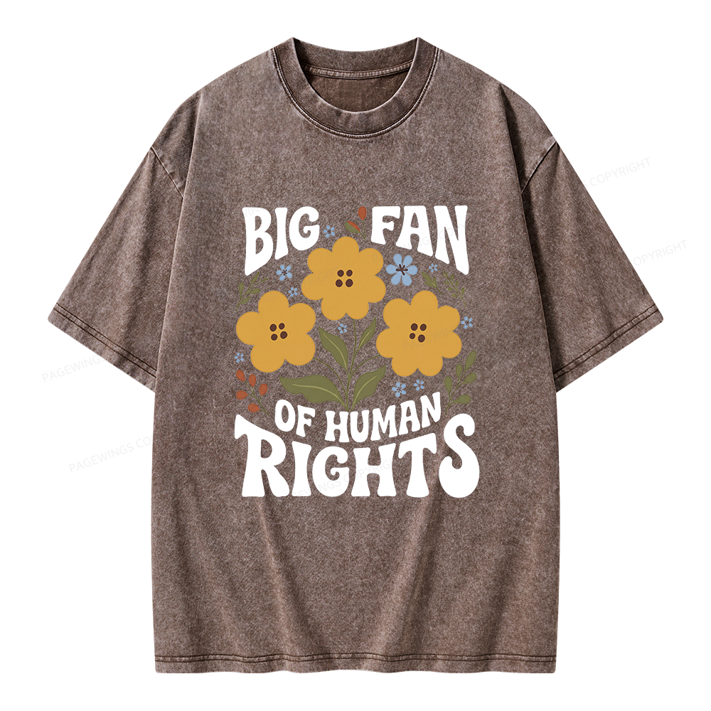 Pagewings Big Fan of Human Rights Unisex Washed T-shirt