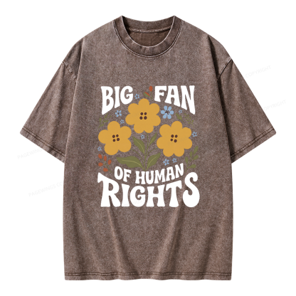 Pagewings Big Fan of Human Rights Unisex Washed T-shirt