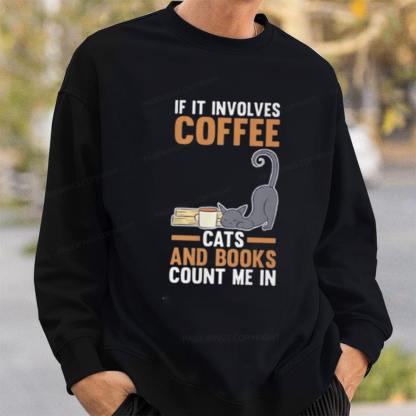 Pagewings Cats Reading Books Coffee T Shirts Unisex Classic Sweatshirt