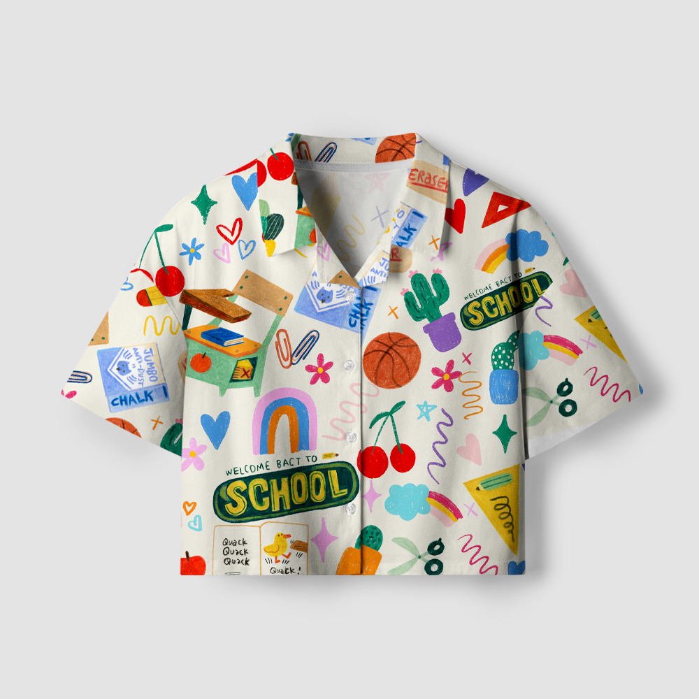 Pagewings Back To School Women's Camp Shirt