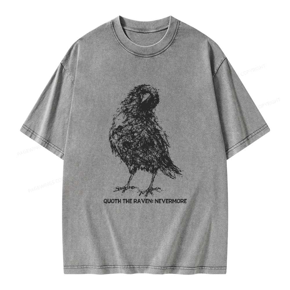 Pagewings Nevermore Crow Unisex Washed T-shirt