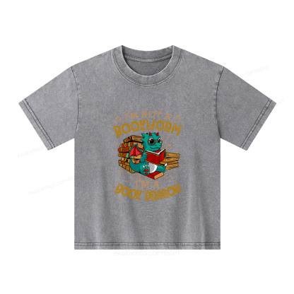 Pagewings Book Dragon T Shirts Unisex Kids Washed T-shirt