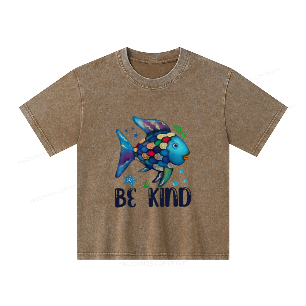 Pagewings Be Kind Book Unisex Kids Washed T-shirt