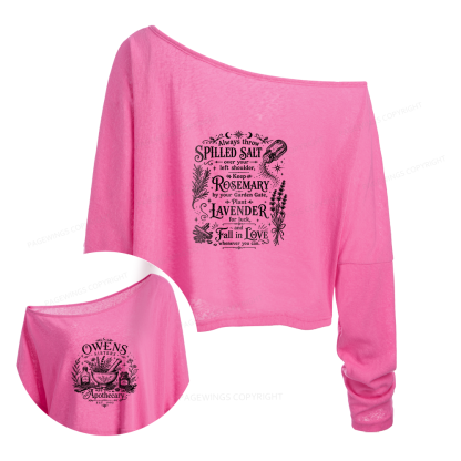Pagewings Lavender Witchy Slouchy Long Sleeve Off Shoulder T-shirt