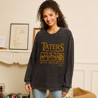 Pagewings Taters PoTaToes Unisex Washed Long Sleeve T-shirt
