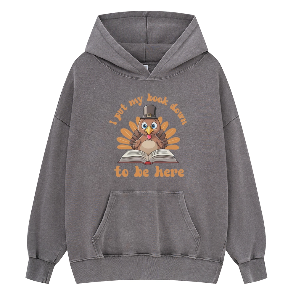 Pagewings Funny Thanksgiving Book Unisex Washed Hoodie