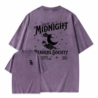 Pagewings Late night readers book club Unisex Washed T-shirt