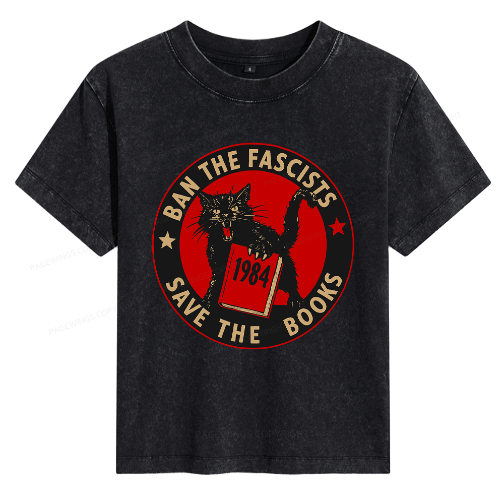 Pagewings Ban The Fascists Save The Books Women's Washed T-shirt