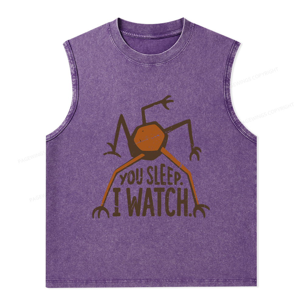Pagewings You Sleep I Watch Unisex Washed Tank Top