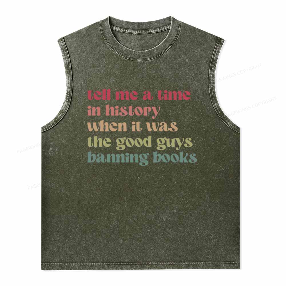Pagewings Tell Me a Time in History Unisex Washed Tank Top