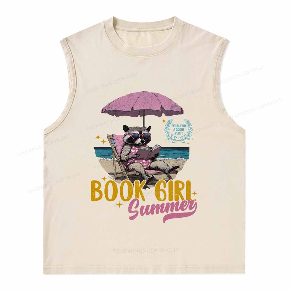 Pagewings Book Girl Summer Washed Tank Top