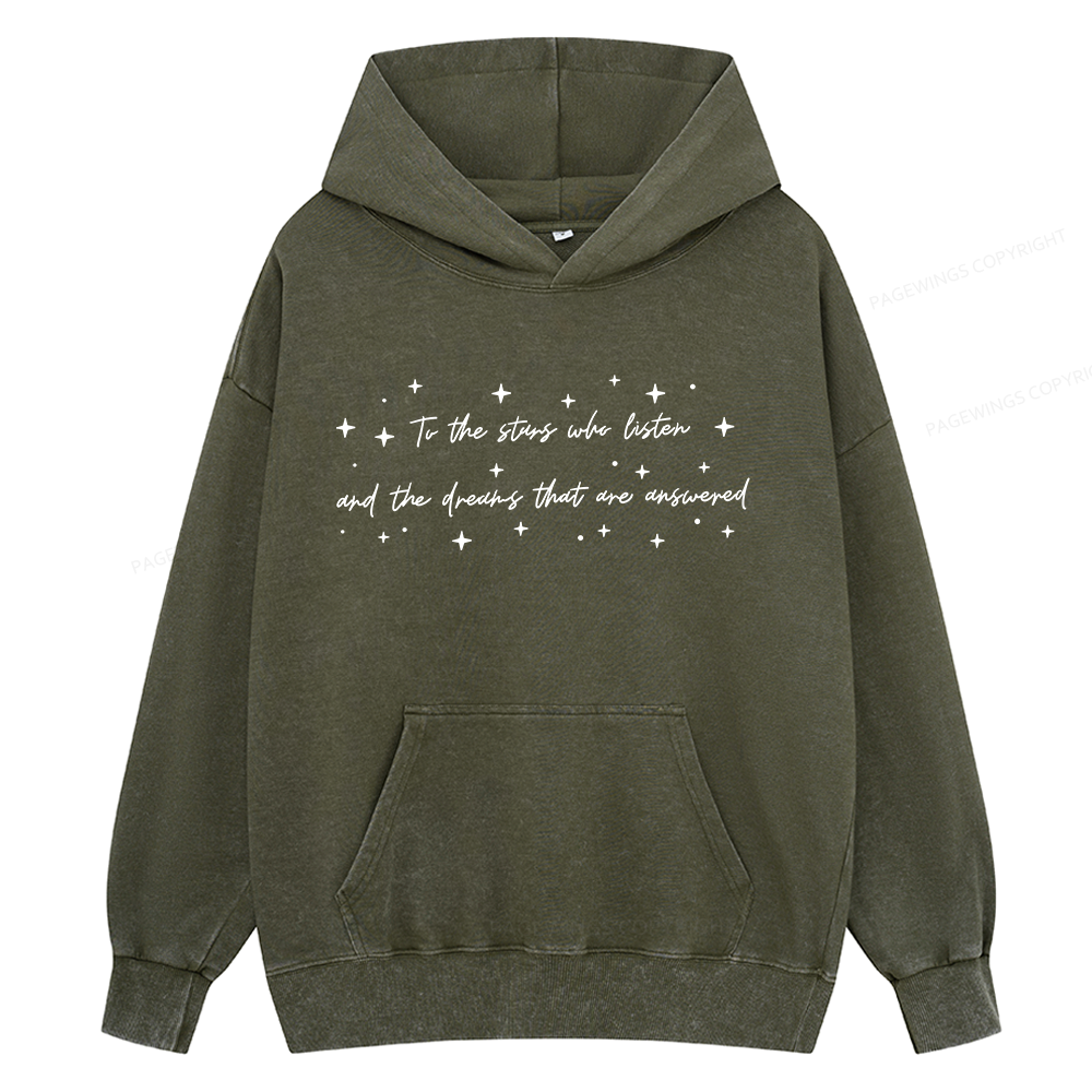 Pagewings To the Stars Who Listen Unisex Washed Hoodie