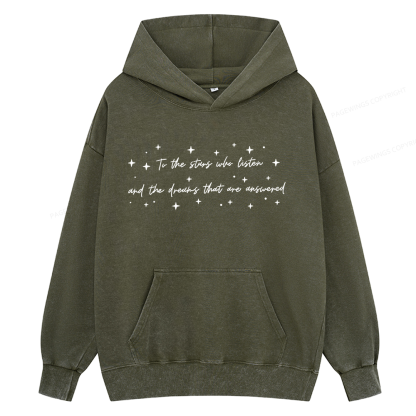Pagewings To the Stars Who Listen Unisex Washed Hoodie
