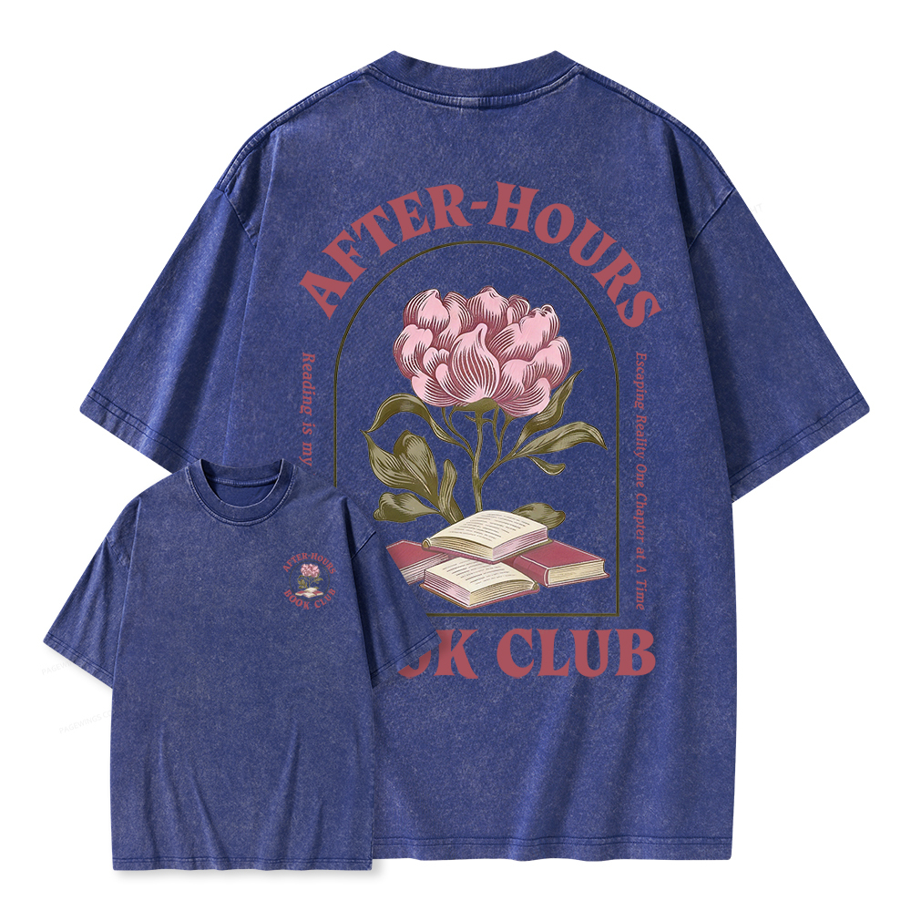 Pagewings After‑Hours Book Club Unisex Washed T-shirt