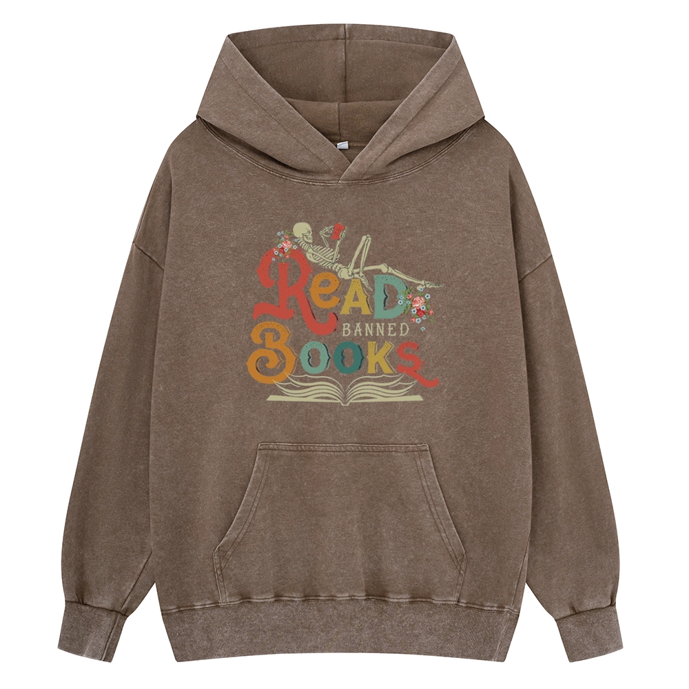 Pagewings Read Banned Books Unisex Washed Hoodie