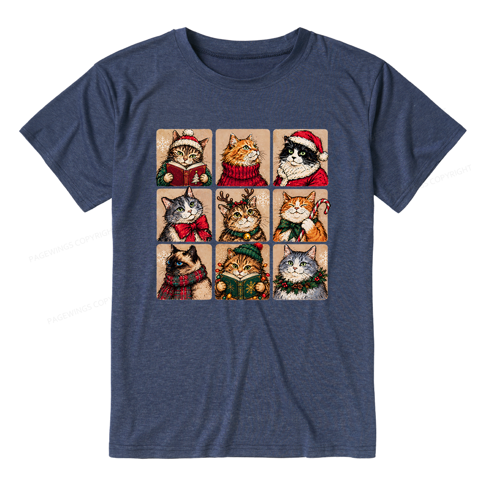 Pagewings Christmas Cats Unisex Heather T-Shirt